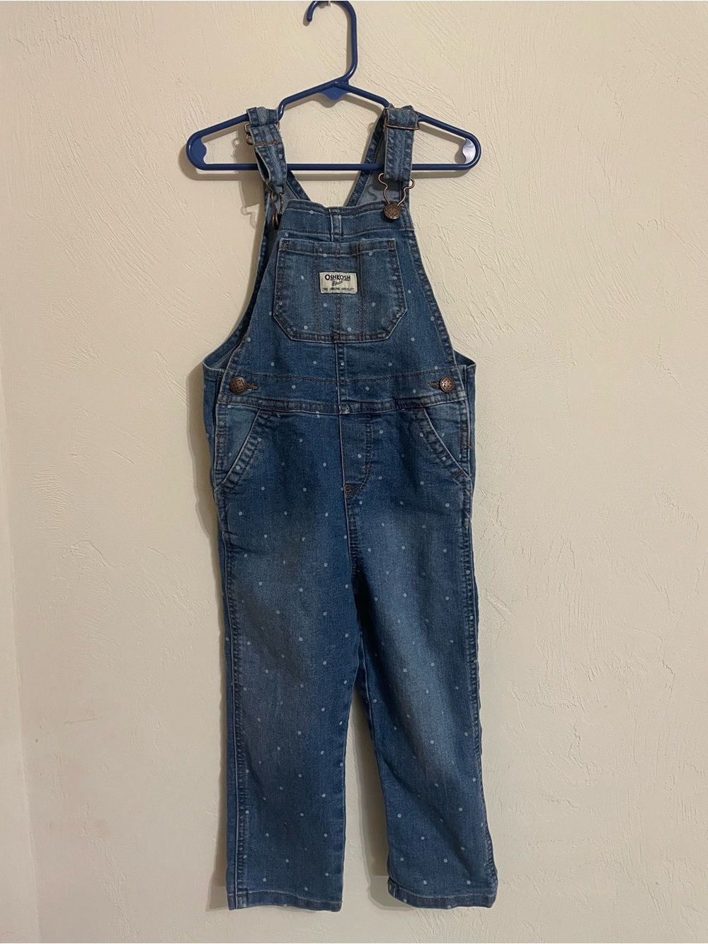 Oshkosh B’Gosh 4T polka dot denim overalls